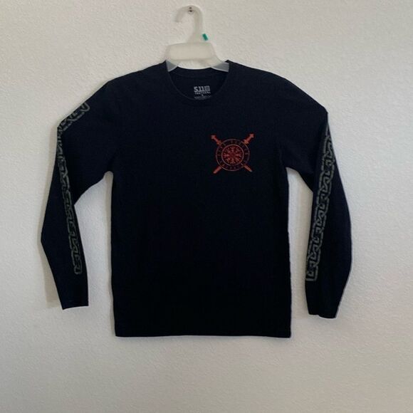 5.11 Tactical Men’s Long Sleeves Black T Shirt Size S - Picture 2 of 6